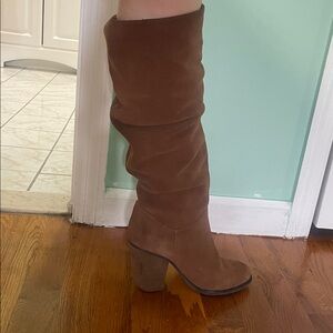Brown Suede Knee-High Boots